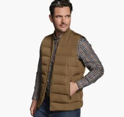 Channel Quilt Vest With Knit Collar - 04903198-XXL