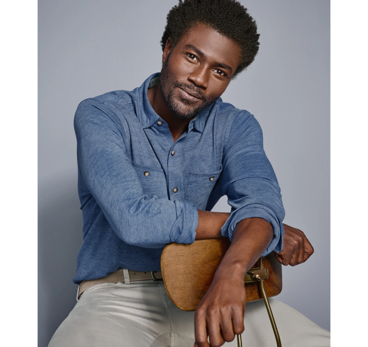 XC Flex® Stretch Indigo Long-Sleeve Shirt - 07405937-3XL 4 XC Flex® Stretch Indigo Long-Sleeve Shirt - 07405937-3XL - Image 4